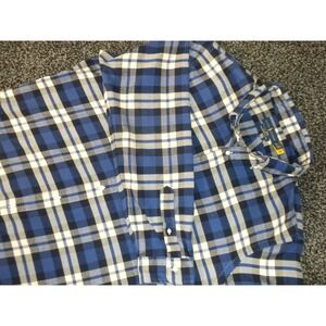 Ralph Lauren Shirt Mens XXL Blue Plaid Performance Flannel Custom Fit Button‎ Up